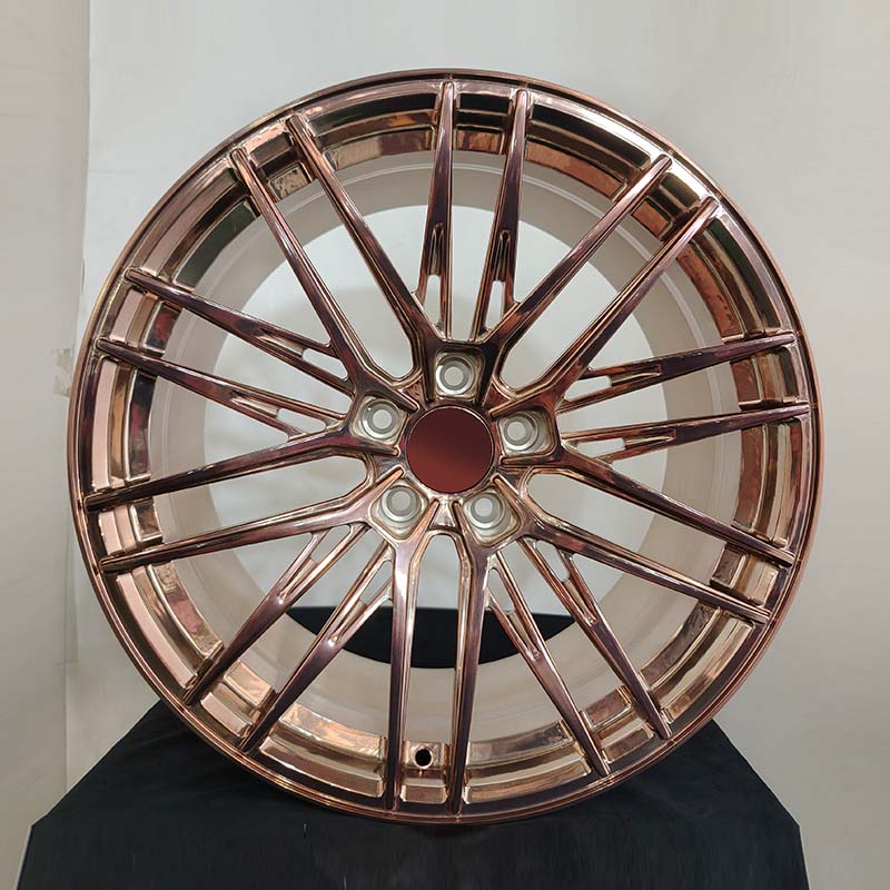 One piece forged wheel rose gold Polished rose gold one piece wheel